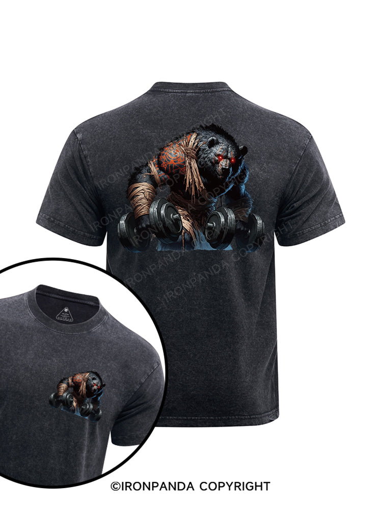 Iron Bear printed Washed Gym Shirt