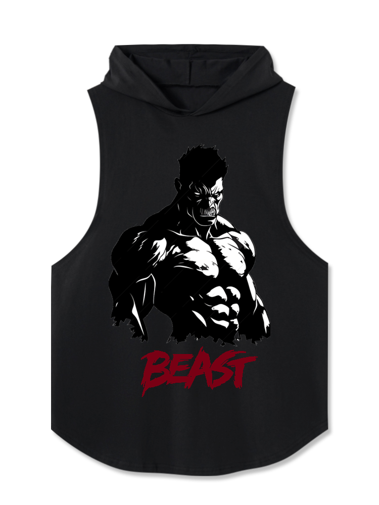 beast men Skull Hooded Tank
