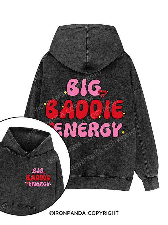 BIG BADDIE ENERGY Printed Washed Gym Hoodie