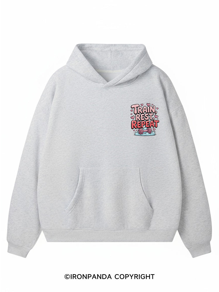 TRAIN, REST, REPEAT Premium Fleece Gym Hoodie