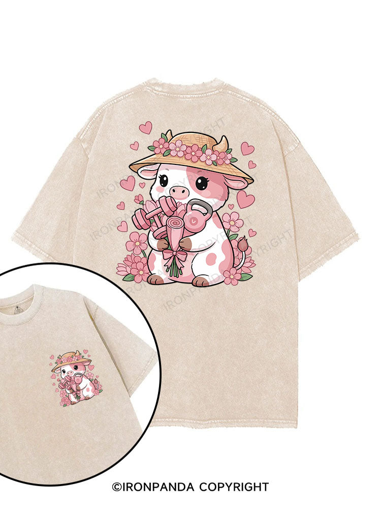 Sweet Power Cow printed Gym Shirt