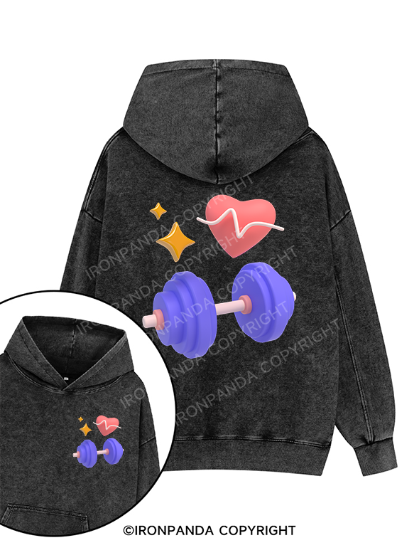 HEARTFELT GAINS Printed Washed Gym Hoodie
