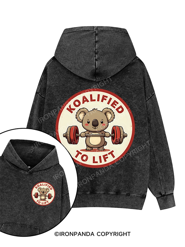 KOALIFIED TO LIFT Printed Washed Gym Hoodie