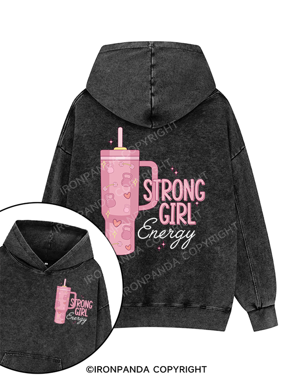 STRONG GIRL ENERGY Printed Washed Gym Hoodie