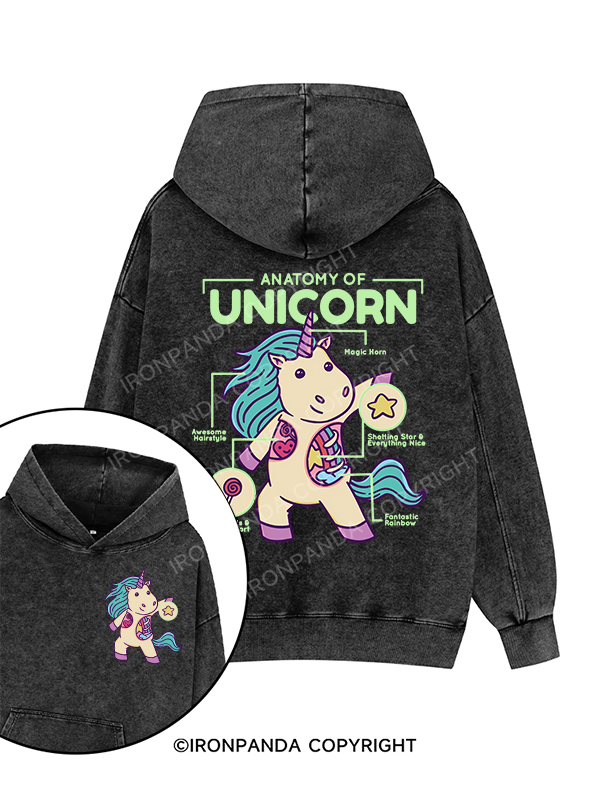 ANATOMY OF UNICORN Printed Washed Gym Hoodie