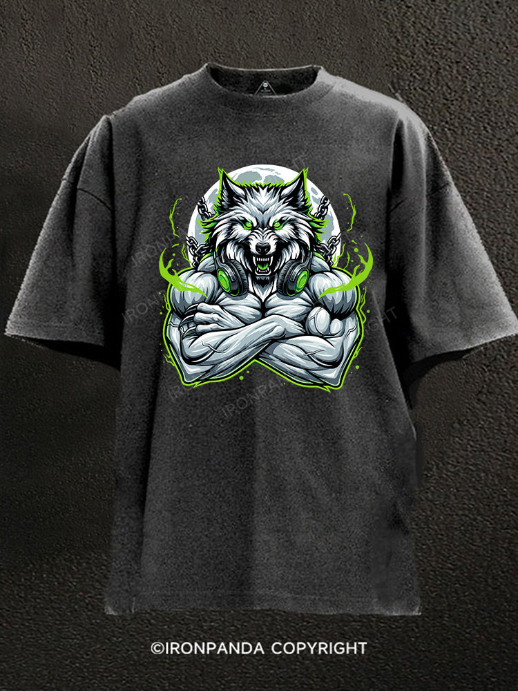 Muscle Wolf Washed Gym Shirt