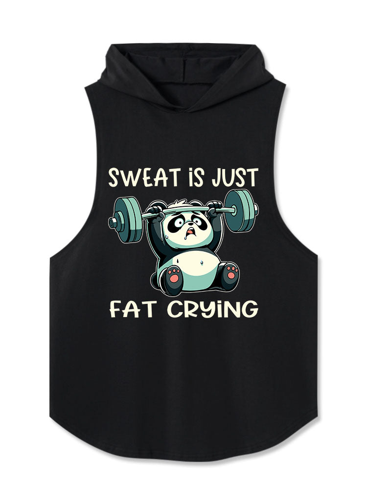 sweat is just fat Weightlifting Panda Hooded Tank