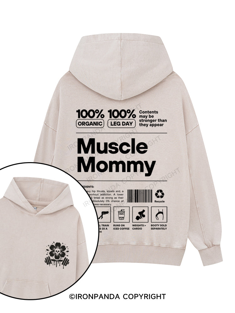 Muscle Mom Printed Washed Gym Hoodie