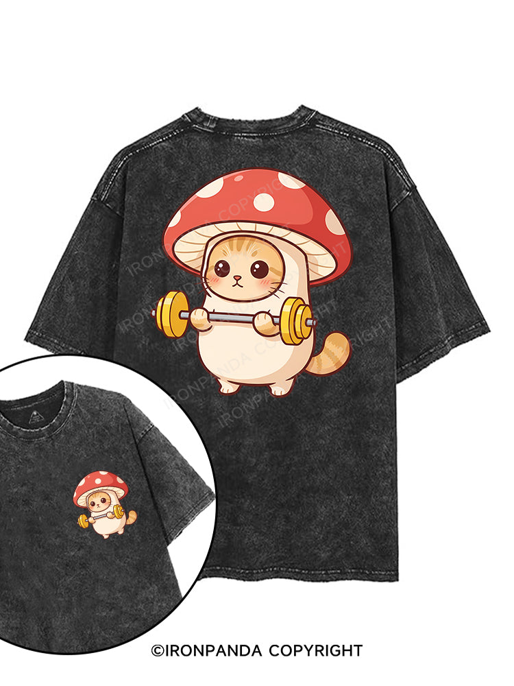 Shroomy Buff Cat printed Gym Shirt