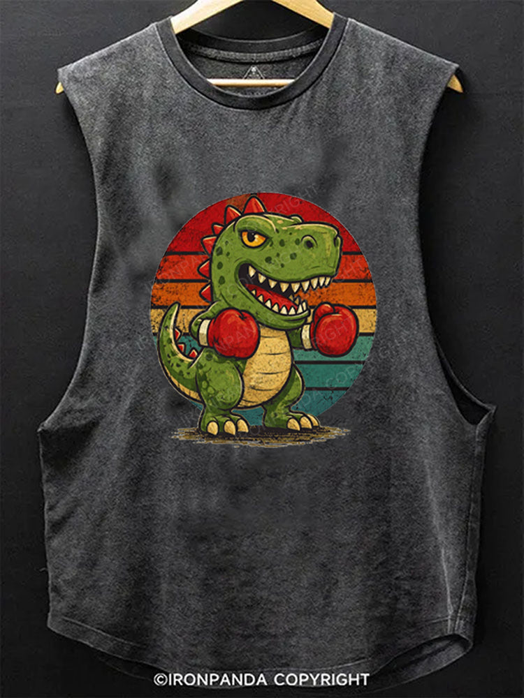 Funny Dinosaur with Boxing Gloves Scoop Bottom Cotton Tank