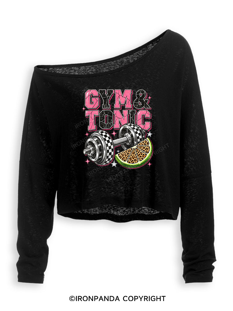 GYM & TONIC STAY STRONG STAY WILD Off Shoulder Long Sleeve Crop Top