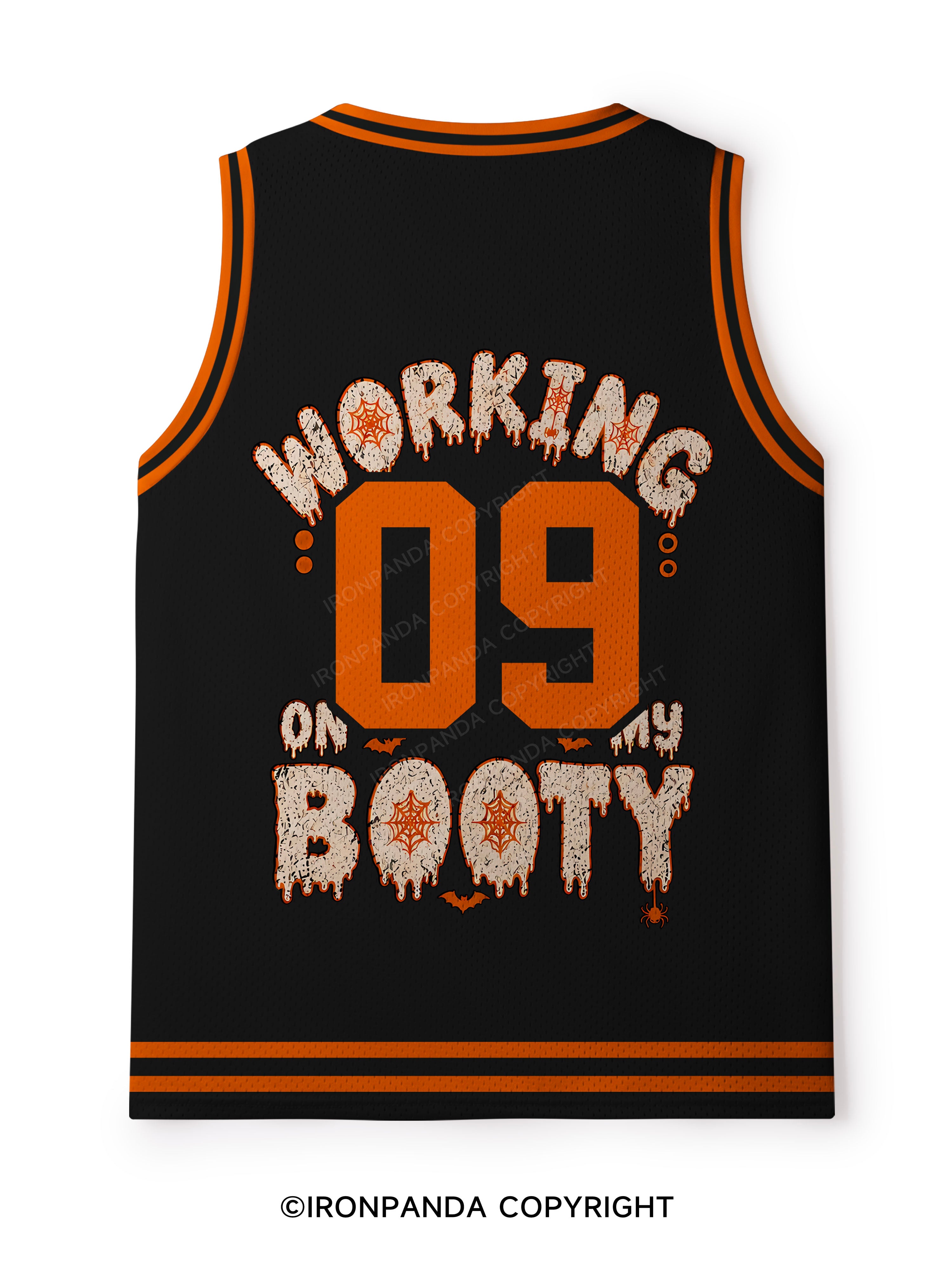 WORKING ON MY BOOTY FUNNY HALLOWEEN PUMPKIN Mesh Tank Top