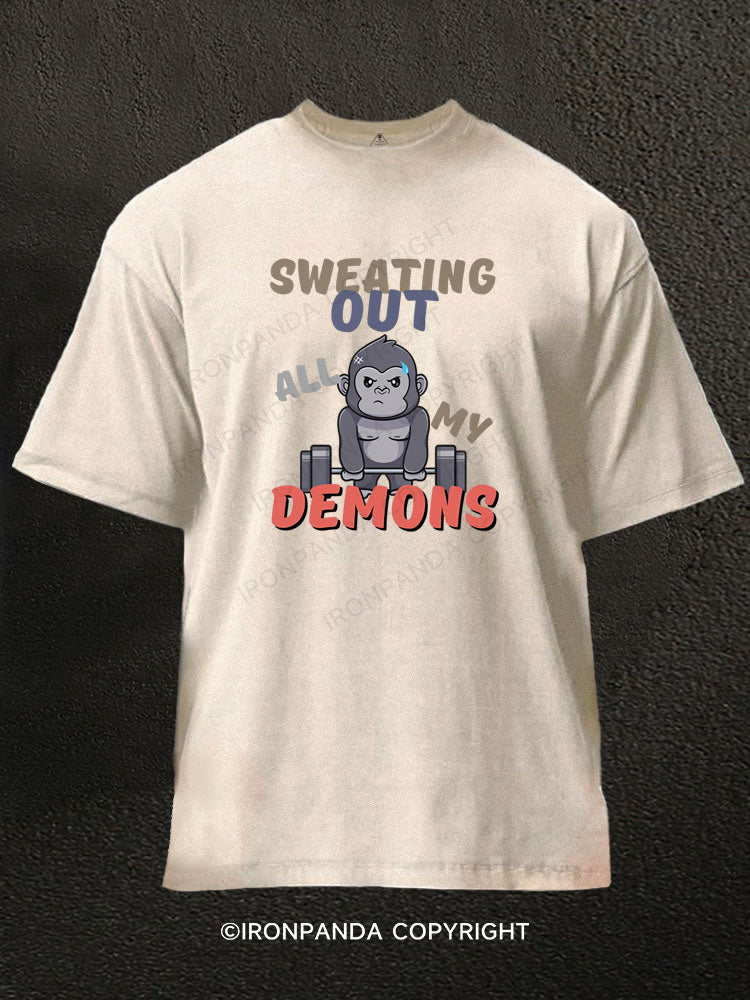 SWEATING OUT ALL MY DEMONS GORILLA Washed Gym Shirt