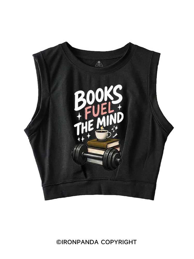 BOOKS FUEL THE MIND SLEEVELESS CROP TOPS