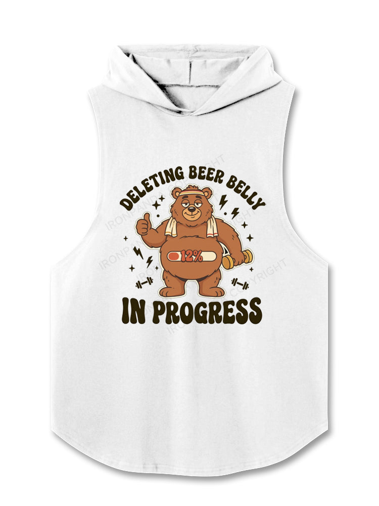 Deletin Beer Belly In Progress Funny Fitness Hooded Tank