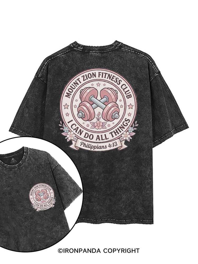 MOUNT ZION FITNESS CLUB I CAN DO ALL THINGS printed Gym Shirt