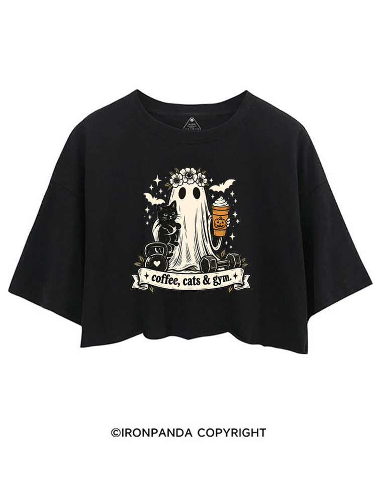 COFFEE, CATS & GYM HAPPY HALLOWEEN CROP TOPS