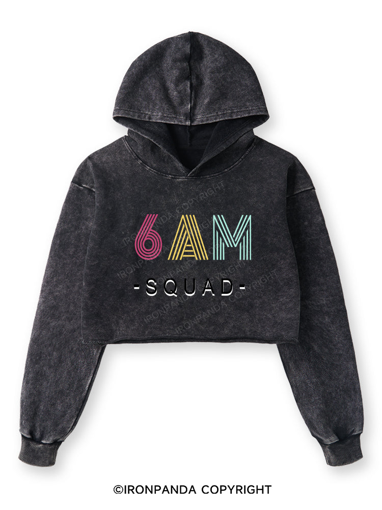 6 AM SQUAD Washed Crop Hoodie
