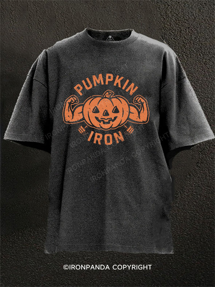 Pumpkin Iron Funny Washed Gym Shirt
