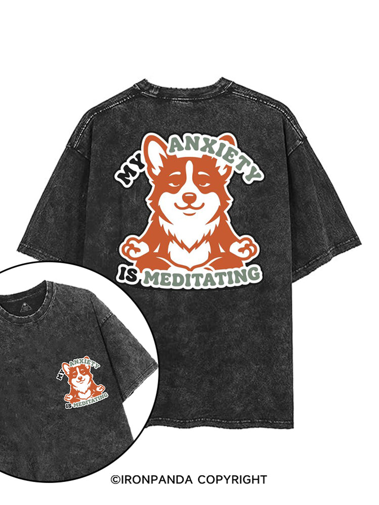 MY ANXIETY IS MEDITATING printed Gym Shirt