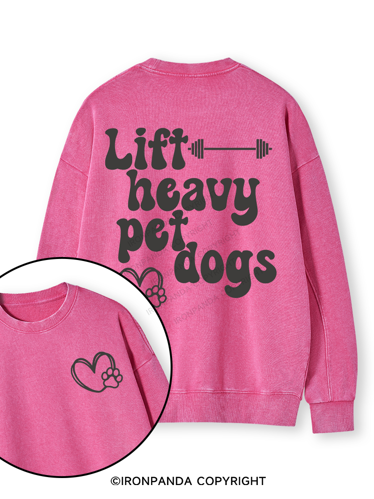 Lift Heavy Pet Dogs Letter Double-Sided Printed Washed Sweatshirt