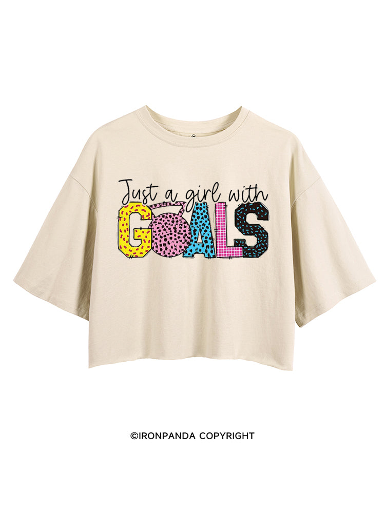 JUST A GIRL WITH GOALS COLORFUL GYM CROP TOPS