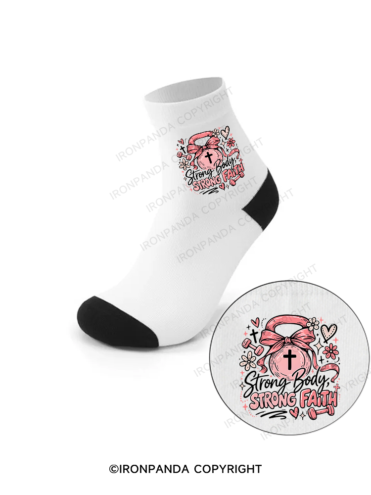 STRONG BODY, STRONG FAITH JESUS Crew Socks