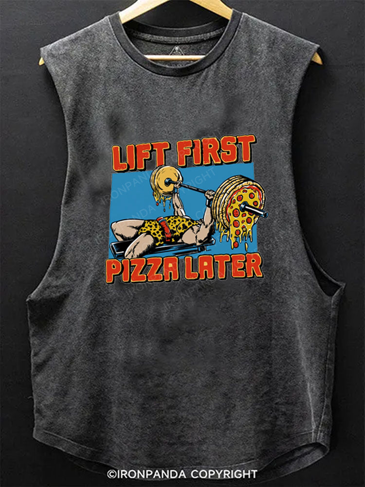 Lift First Pizza Later Scoop Bottom Cotton Tank