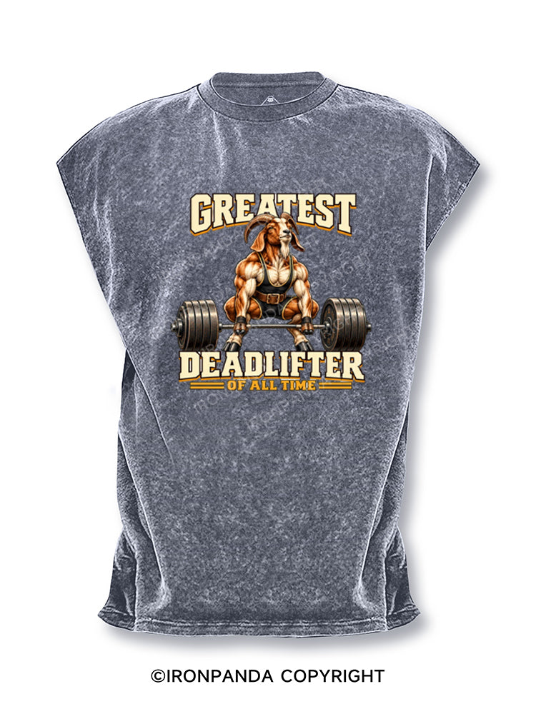Greatest Deadlifter of All Time Goat Cut Off Tank