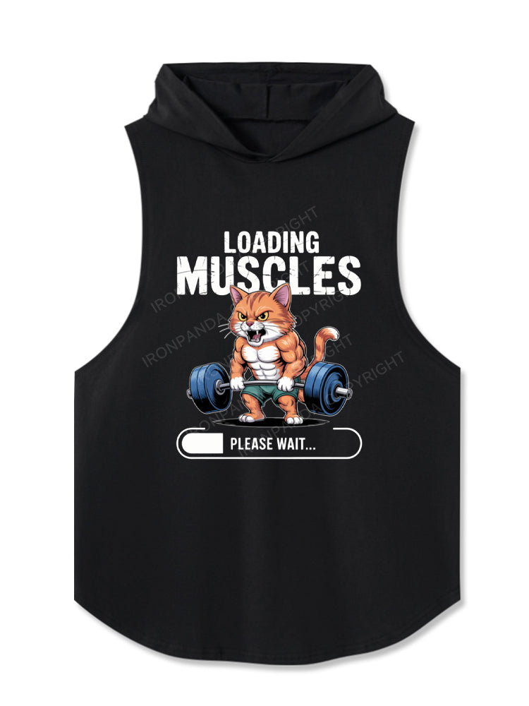 Loading Muscles Cat Lifting Weights Hooded Tank