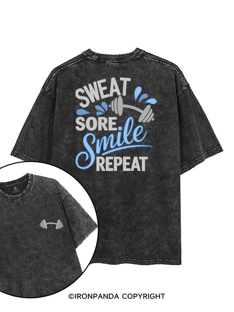 SWEAT SORE SMILE REPEAT printed Gym Shirt