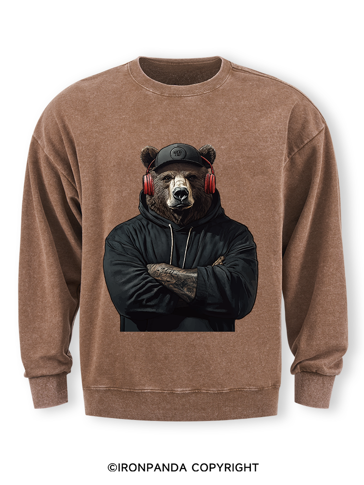 Bear with headphones Washed Sweatshirt