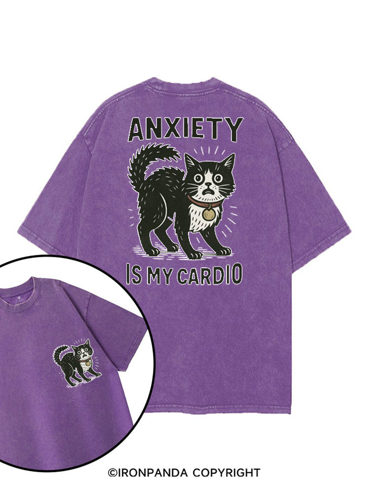 ANXIETY IS MY CARDIO CUTE KITTY printed Gym Shirt