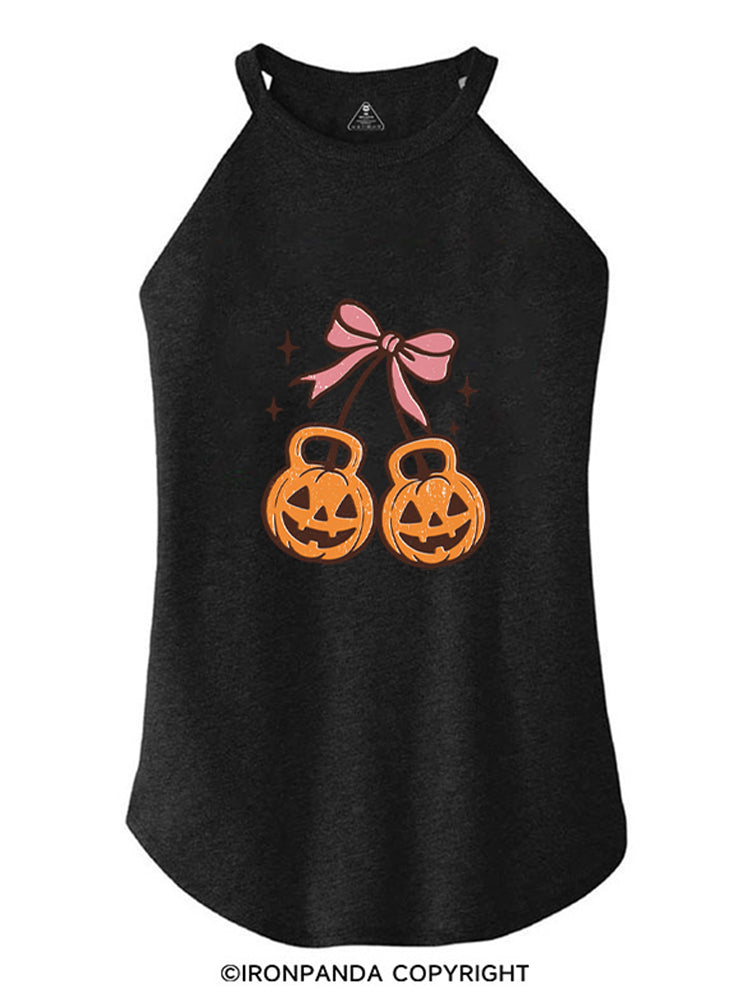 CHERRY PUMPKIN KETTLEBELL HALLOWEEN ROCKER COTTON TANK