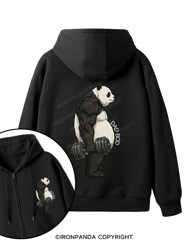 Dad Bod Panda Double-Sided Printed Fleece Zip Up Hoodie