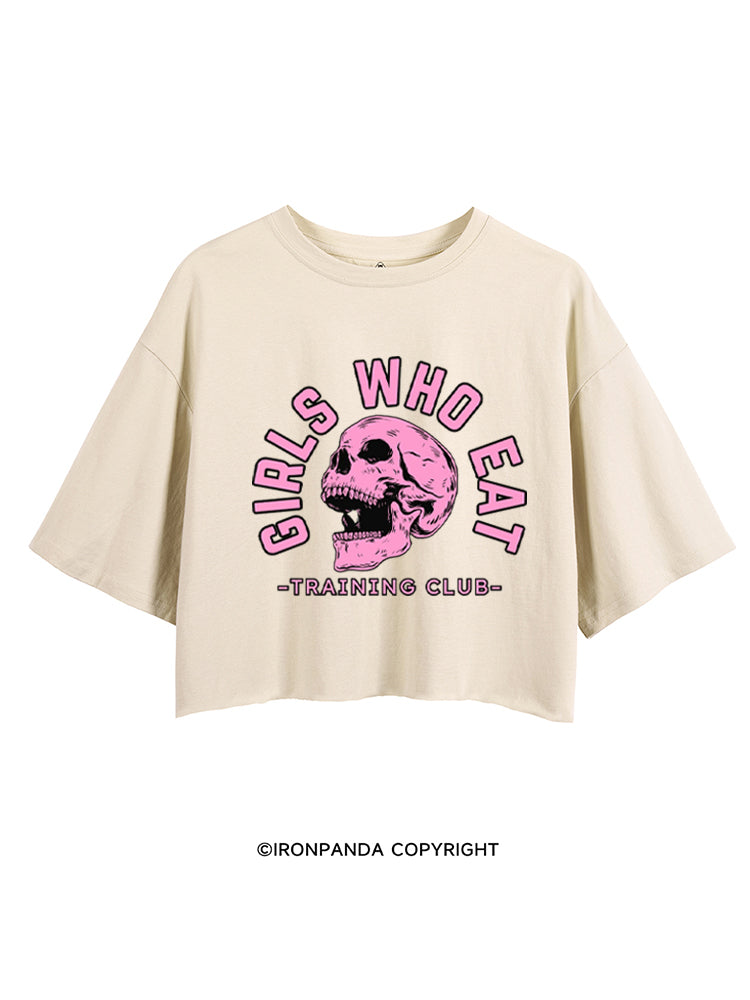 Girls Who Eat Skeleton Weightlifting CROP TOPS