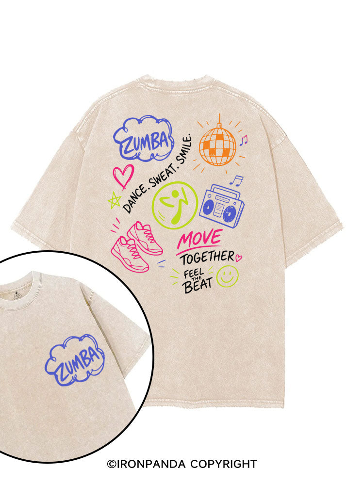 DANCE, SWEAT. SMILE. MOVE TOGETHER FEEL THE BEAT ZUMBA printed Gym Shirt