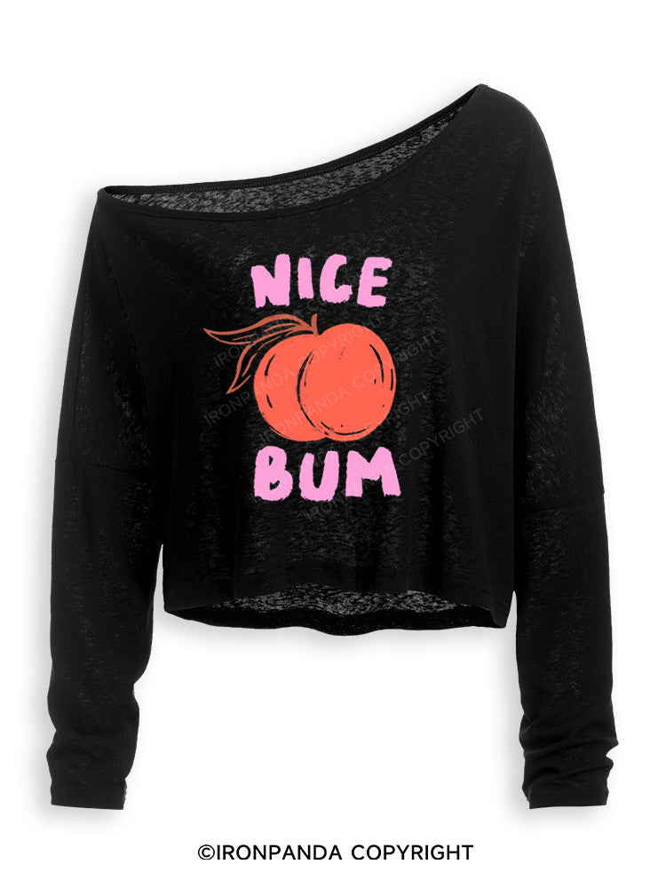 NICE BUM PEACHY Off Shoulder Long Sleeve Crop Top