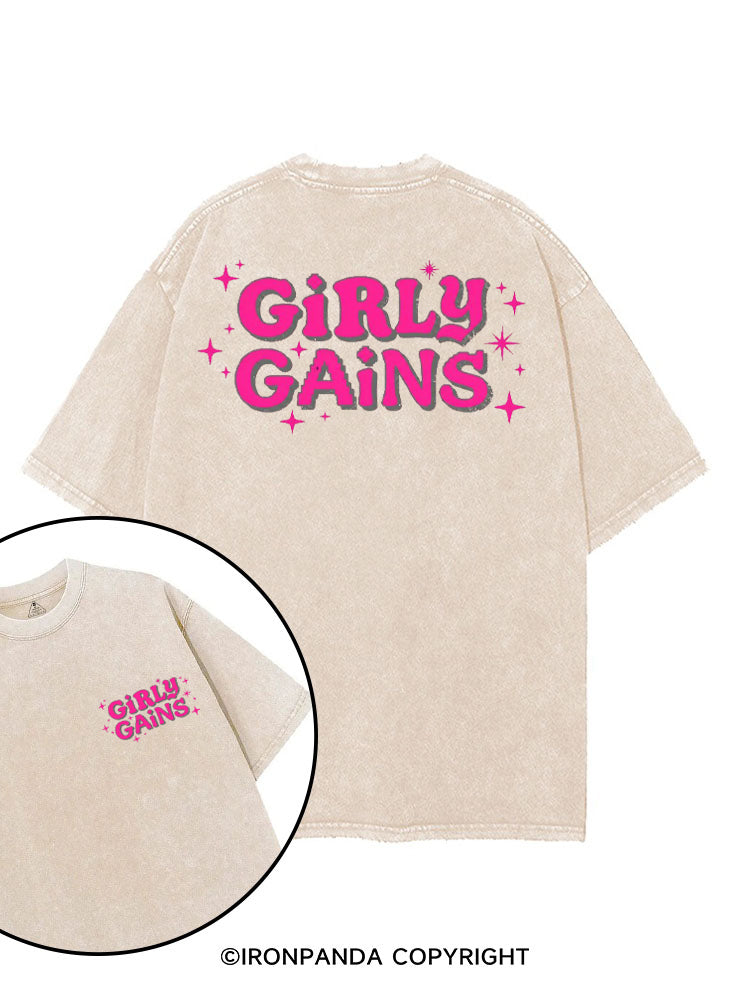 GIRLY GAINS STRONG GIRLS printed Gym Shirt