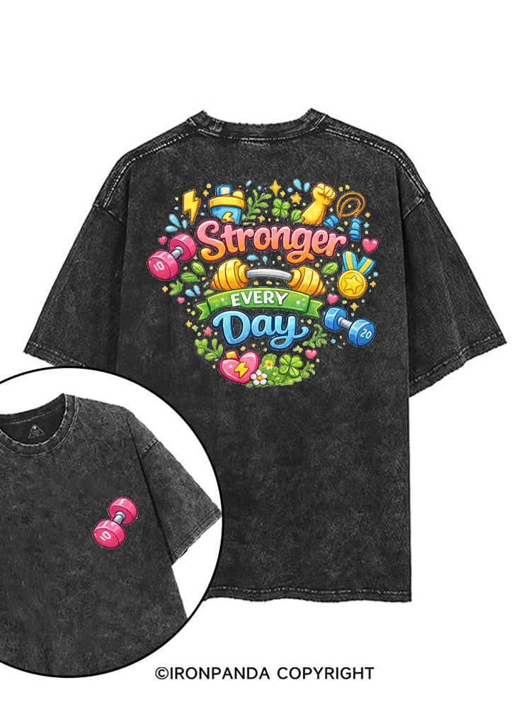 STRONGER EVERY DAY COLORFUL FITNESS printed Gym Shirt