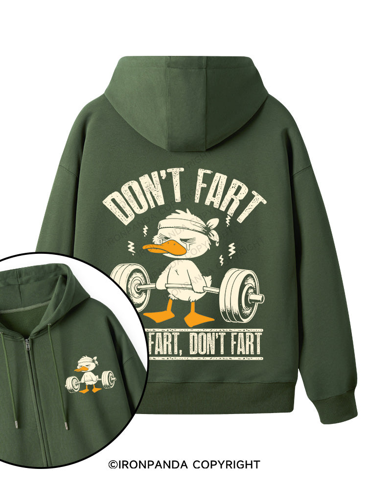 Don't Fart Duck Double-Sided Printed Fleece Zip Up Hoodie