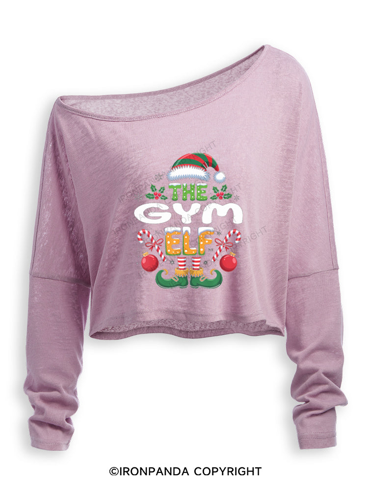 THE GYM ELF Off Shoulder Long Sleeve Crop Top
