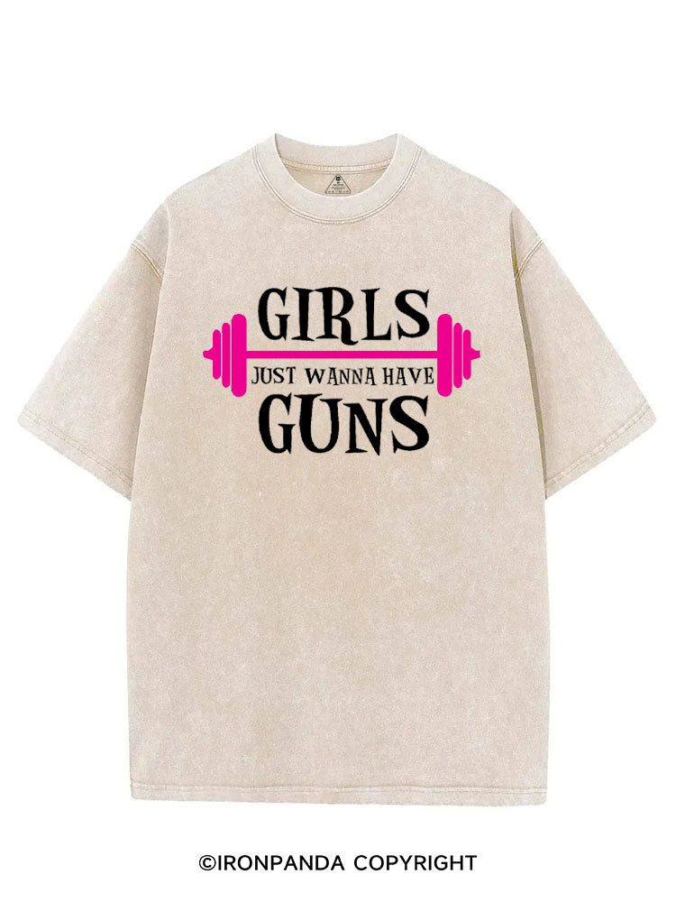 girls just wanna have guns girls bodybuilding VINTAGE GYM SHIRT