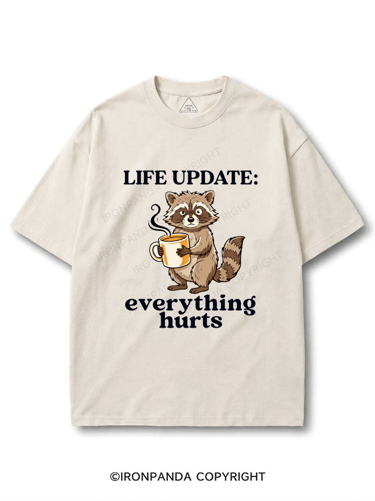 Life Update Everything Hurts Funny Raccoon COTTON PUMP COVER
