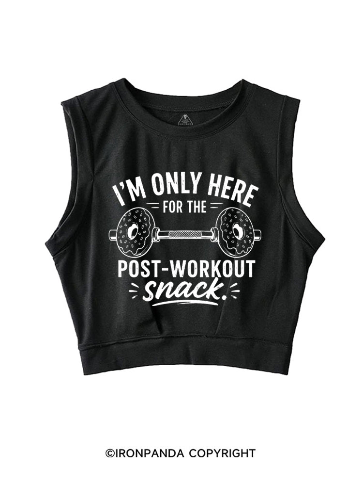 I'M ONLY HERE FOR THE POST-WORKOUT SNACK DONUT SLEEVELESS CROP TOPS