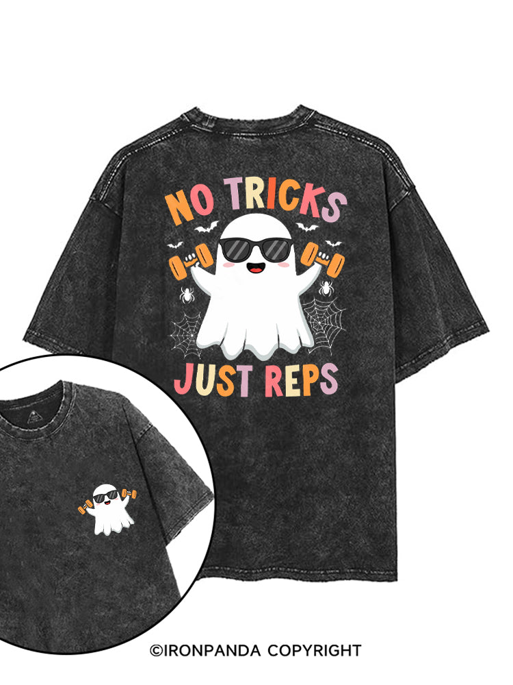NO TRICKS JUST REPS CUTE GHOST printed Gym Shirt
