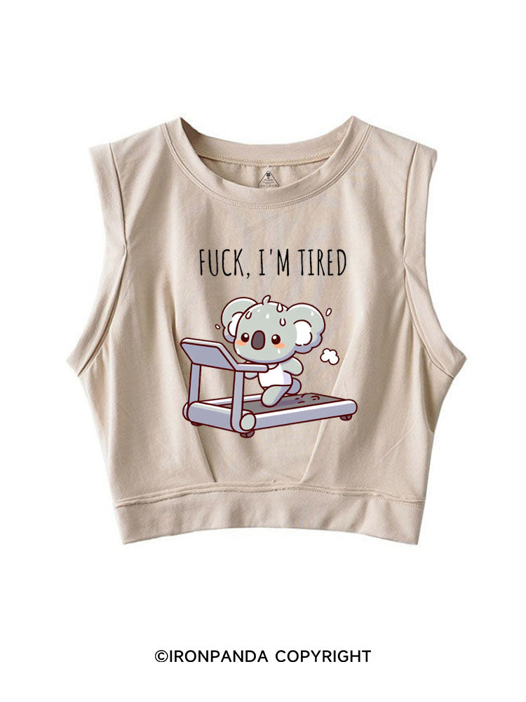 FUCK I'M TIRED CUTE KOALA SLEEVELESS CROP TOPS