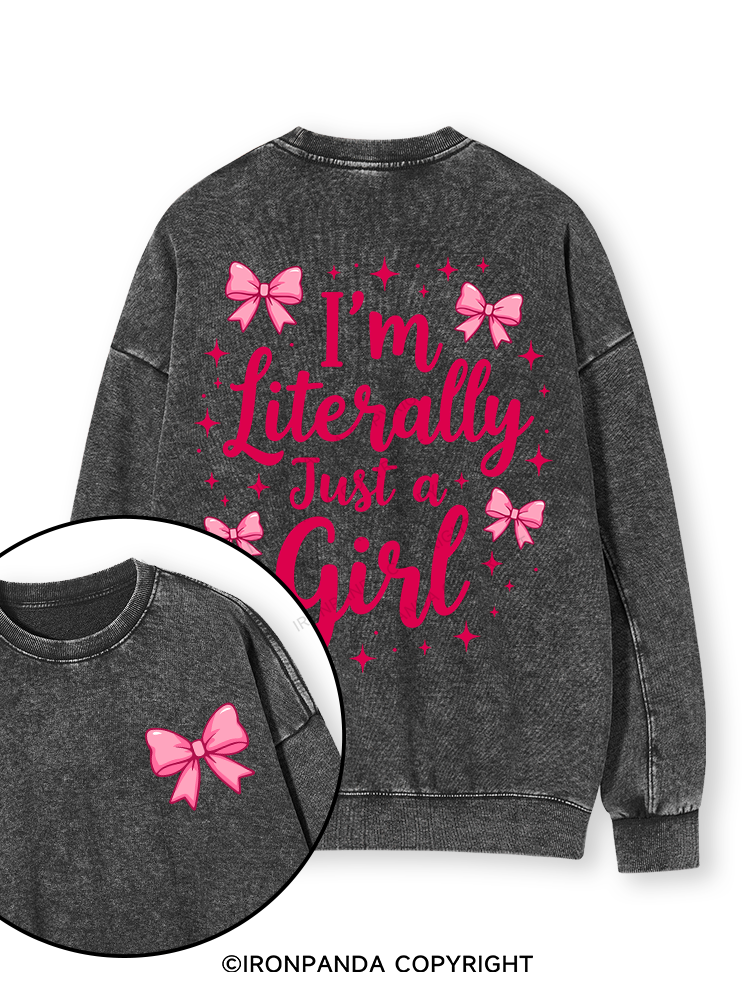I'M LITERALLY JUST A GIRL LETTER Double-Sided Printed Washed Sweatshirt