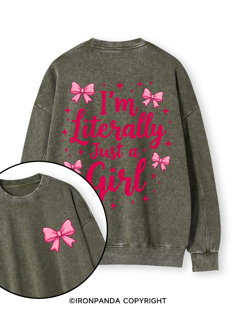 I'M LITERALLY JUST A GIRL LETTER Double-Sided Printed Washed Sweatshirt