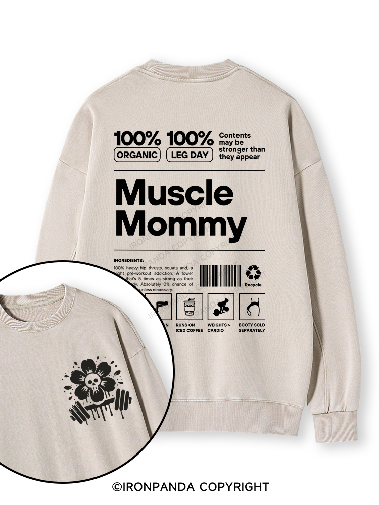 Muscle Mom Letters Double-Sided Printed Washed Sweatshirt